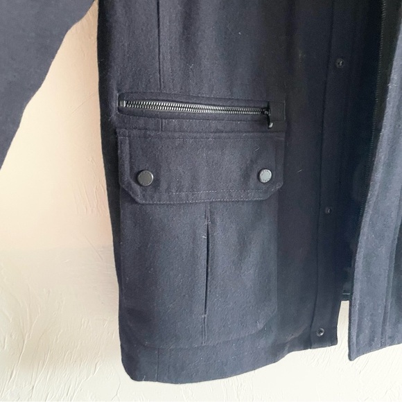 MICHAEL KORS Men's Navy Blue Wool Blend Winter Utility Pea Coat Jacket Large - Picture 5 of 8